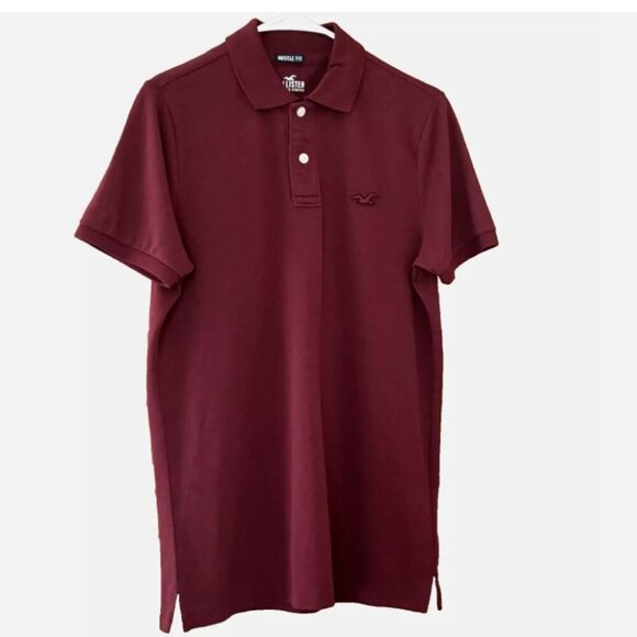 Hollister Other - Hollister Men's Advanced Stretch Icon Logo Pique Polo Shirt In Burgundy Size M